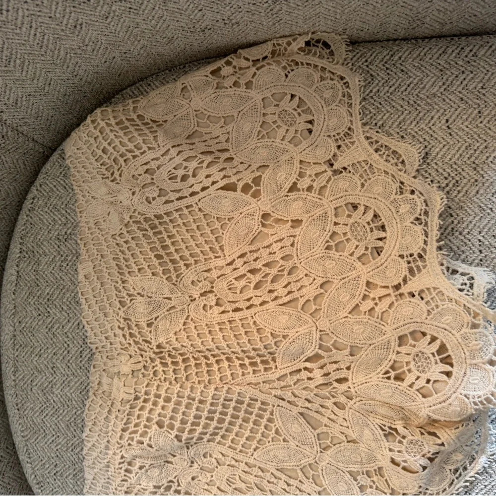 Express Lace Overlay Shorts in Beige